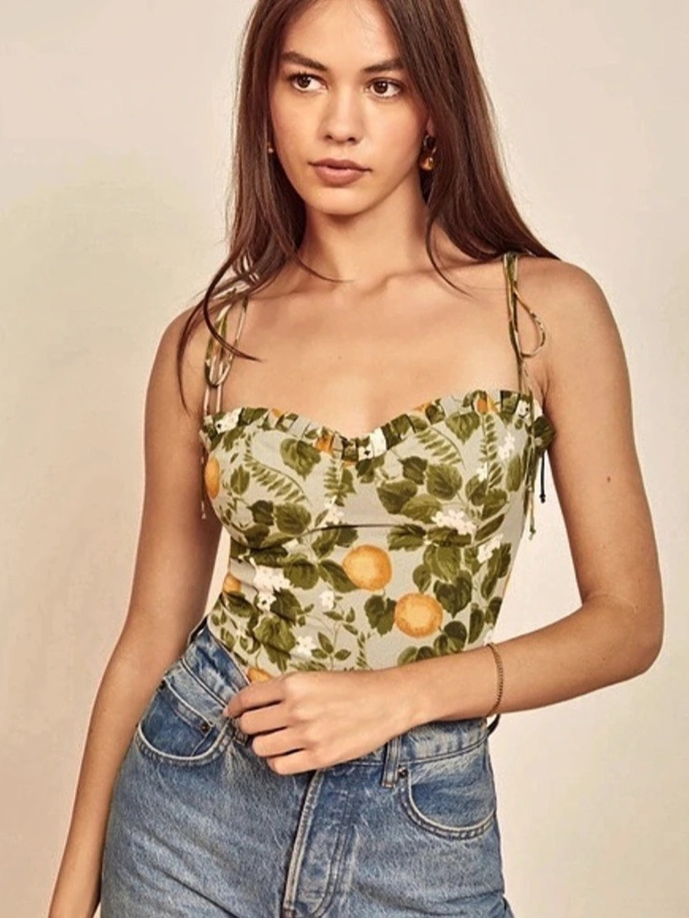 Reformation novena top in orange floral